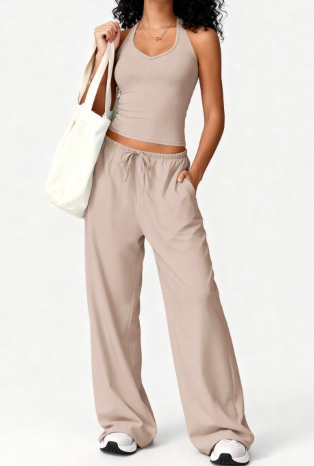 “Lazy Luxe” 2 Piece Tank W/ Bra & Wide Leg Pants